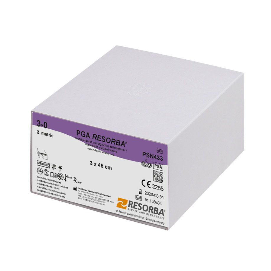PGA Resorba - Nahtmaterial violett geflochten, resorbierbar, ohne Nadel