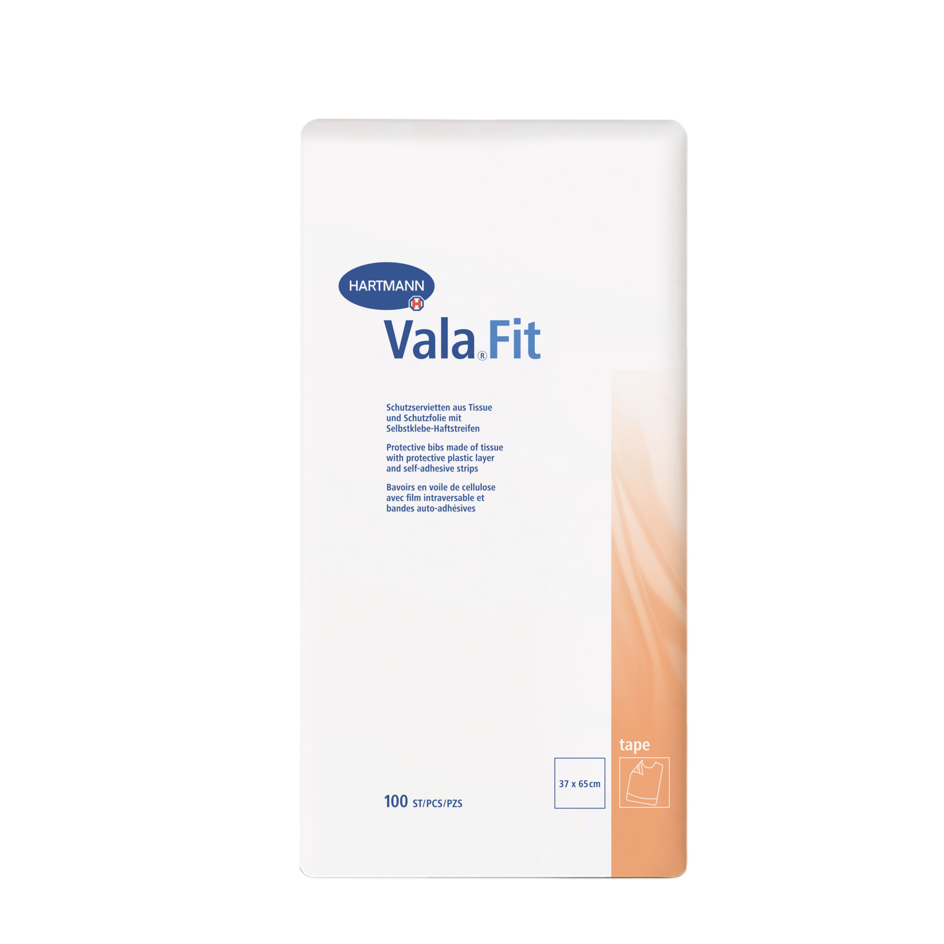 Hartmann Vala Fit Tape - Einmal-Schutzlätzchen aus 2-lagigem Tissue 37 x 65 cm