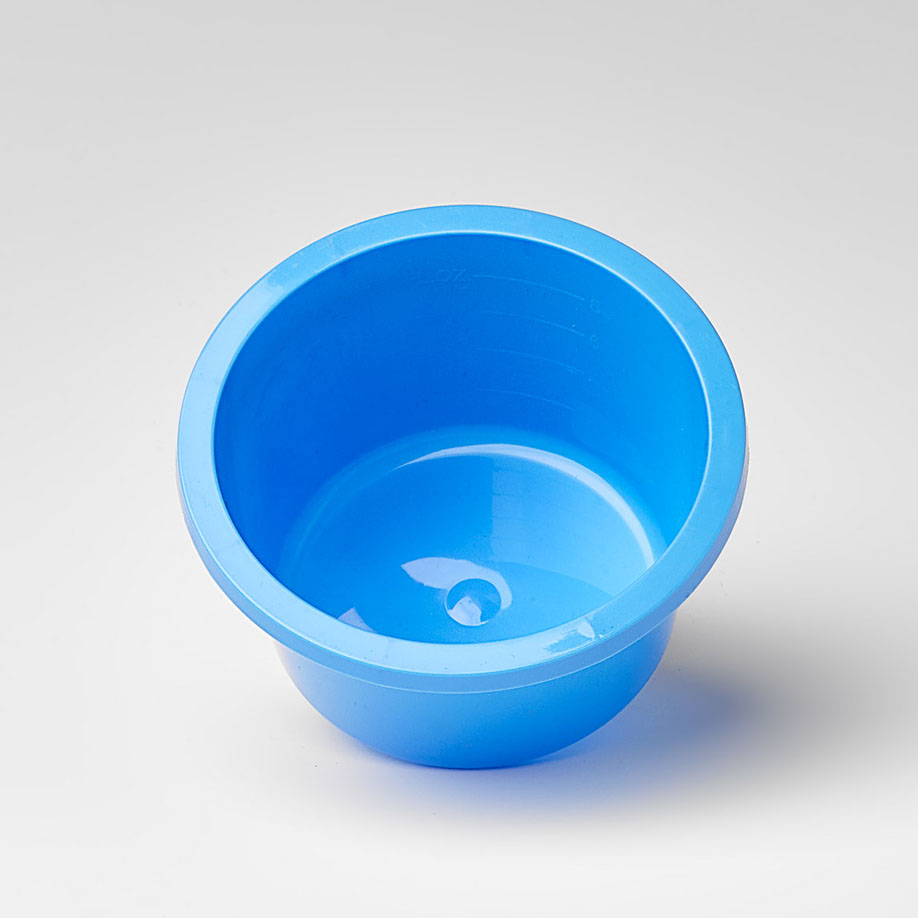 Einmal-Kunststoffschalen blau, steril - 250 ml, graduiert