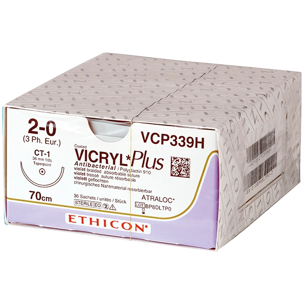 Vicryl Plus, Ethicon - Steriles, antibakterielles Nahtmaterial, violett geflochten