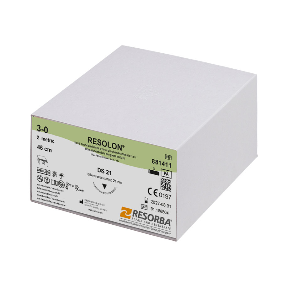 Resolon DS21  45cm  3Dtzd - Blaues monofiles, nicht resorbierbares Nahtmaterial