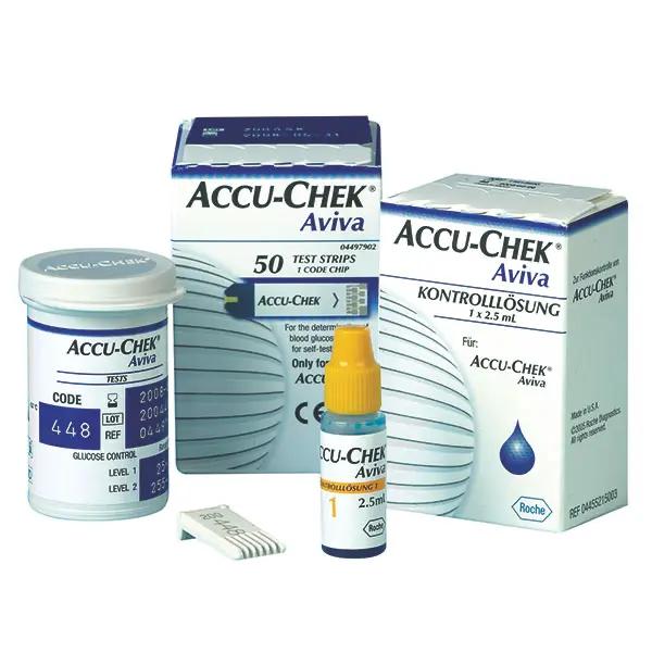 Accu-Chek Aviva Blutzuckerteststreifen oder Kontrolllösung