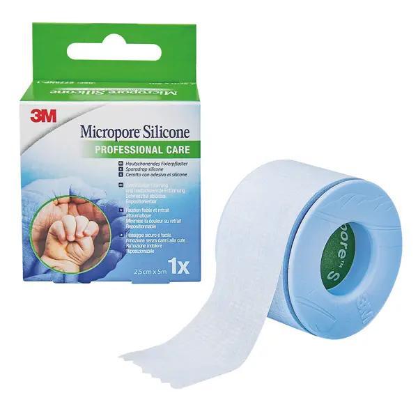 Preview: 3M Micropore Silikonrollenpflaster blau - Zur Fixierung von Verbänden und med. Zubehör (SSB-fähig)