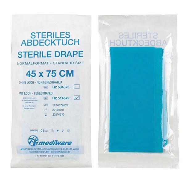Preview: Abdecktücher/Lochtücher Normalformat - Steril, einzeln im Peel-Pack