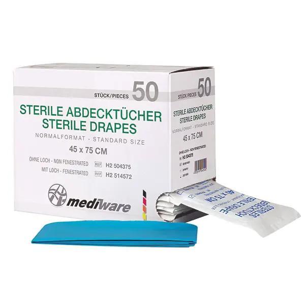 Preview: Abdecktücher/Lochtücher Normalformat - Steril, einzeln im Peel-Pack