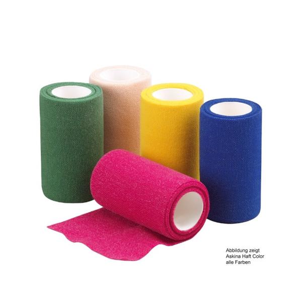 Askina Haft Color - Farbige kohäsive Fixierbinde, Auf sich selbst haftend - grün 8 cm x 20 m
