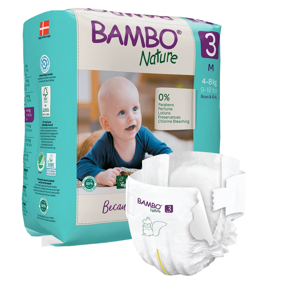 BAMBO Nature Windeln - Weich, bequem und selbst für empfindlichste Haut geeignet (SSB-fähig)