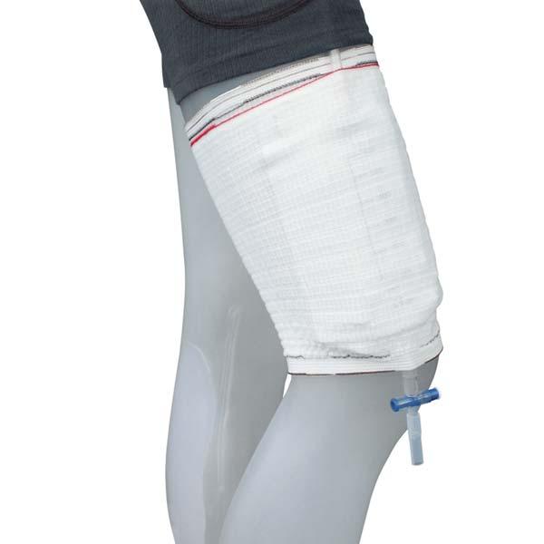 Beinbeutelfixierstrumpf mit integrierter Beinbeuteltasche & breitem seitl. Klettverschluss