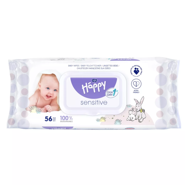 Bella Baby Happy Feuchttücher Sensitive - Mit Klickverschluss, 56 Stück