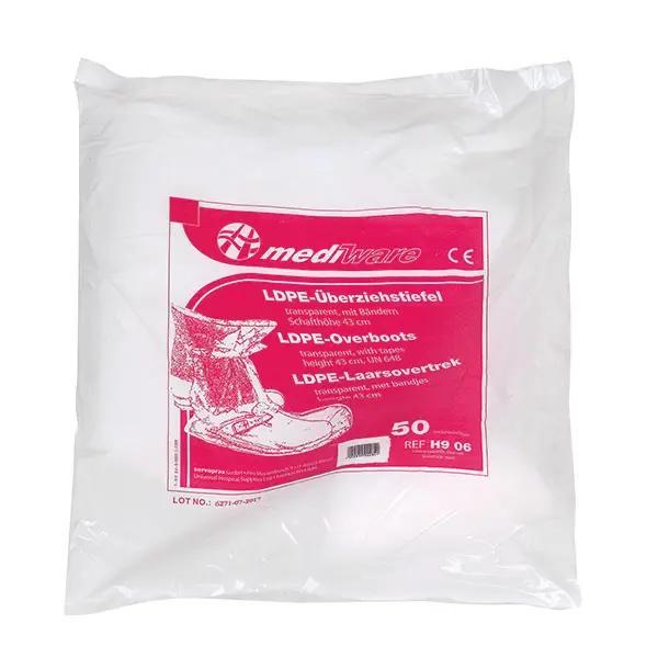 Preview: Überziehstiefel - Aus kräftiger, transparenter PE-Folie, mit Befestigungsbändern