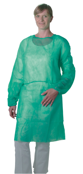 Besuchermantel PP Vlies, grün - 80 x 115 cm, Einheitsgröße, zum Binden, 100 Stück