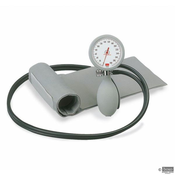 Boso K II Blutdruckmessgerät Ø 60 mm mit Klettmanschette - Inkl. Beutel, grau