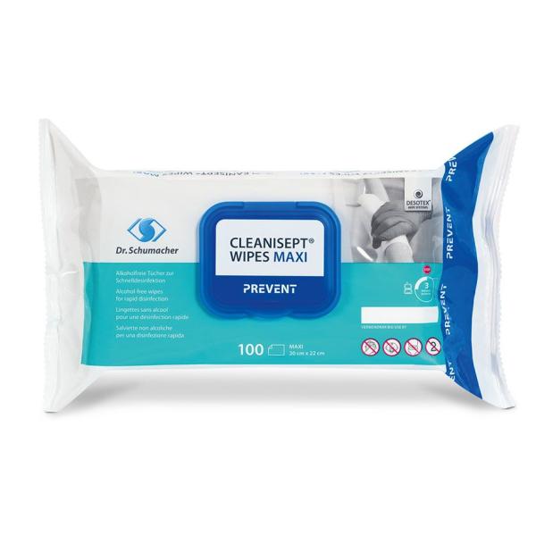 Cleanisept Wipes Desinfektionstücher Maxi - Flowpack, alkoholfrei, ohne Aldehyde/Phenole