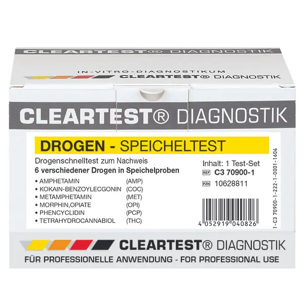 Preview: Cleartest Drogen-Speicheltest - Nachweis von AMP/MET/OPI/COC/THC/BZO