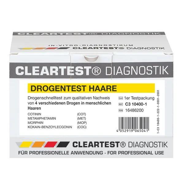 Preview: Cleartest Drogentest Haare - 4-in-1 (Cotinin, Metamphetamin, Morphin, Kokain), Zeit: 5 Min