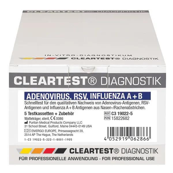 Cleartest Schnelltest / Kombitest zum Nachweis von Adonoviren, RSV und Influenza A & B