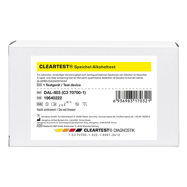 Preview: Cleartest Speichel-Alkoholtest - Nachweis der Alkoholkonzentration in 3 Minuten