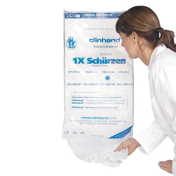 Clinhand Einmal Schürzen aus PE-Folie - in der Packung zum Aufhängen