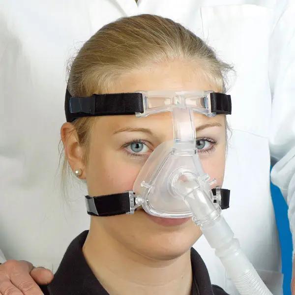 Preview: CPAP Therapie Beatmungsmasken Silikon - Nasenmaske mit Neopren-Kopffixiersystem 
