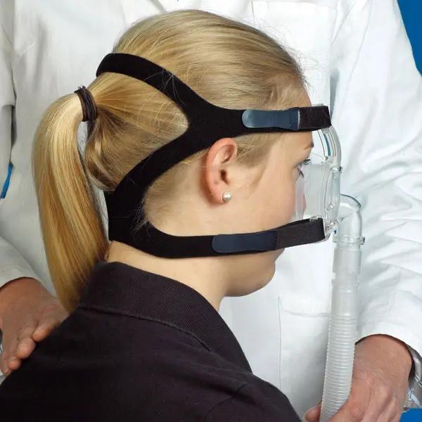 Preview: CPAP Therapie Beatmungsmasken Silikon - Nasenmaske mit Neopren-Kopffixiersystem 