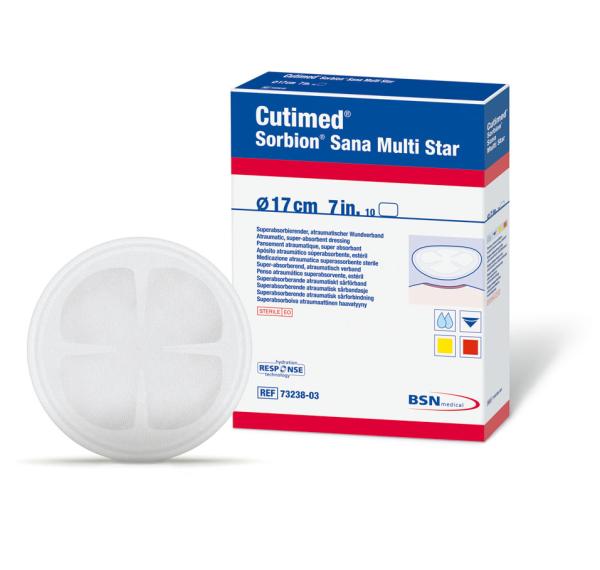 Preview: Cutimed Sorbion SANA Multi Star - Superabsorbierender, atraumatischer Wundverband (SSB-fähig)