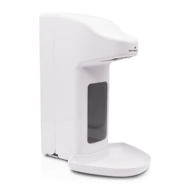 Preview: Desinfektionsmittelspender "touchless" - weiß/grau, Tropfschale, inkl. Batterien