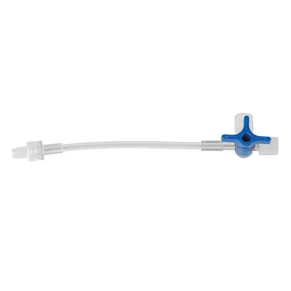 Dreiwegehahn Discofix-3 mit Verbindungsleitung - Blau, 10 cm (SSB-fähig)