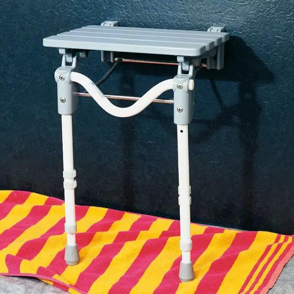 Preview: Duschklappsitz - Mit 2 höhenverstellbaren Stabilitätsfüßen, Max. Belastbarkeit: 158 kg