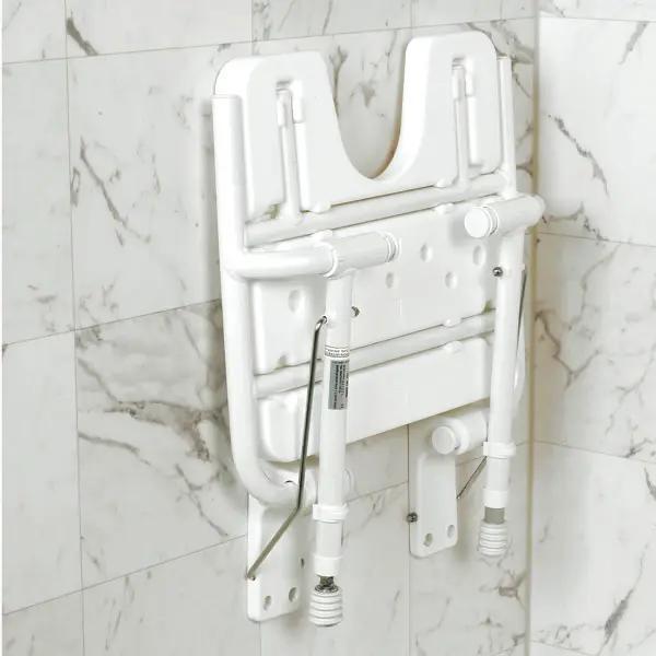 Preview: Duschklappsitz - Mit weißer Kunststoffsitzplatte, Füße mehrfach höhenverstellbar