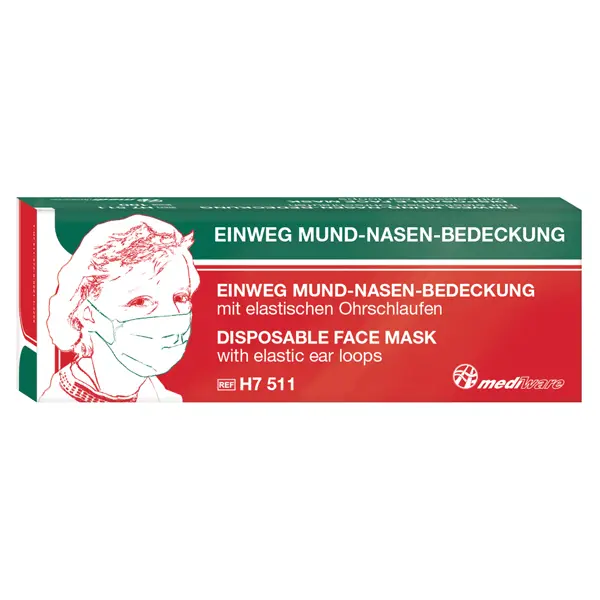 Einweg Mund-Nasen-Bedeckung, 1-lagig - Mundschutz mit elastischen Gummi-Ohrschlaufen