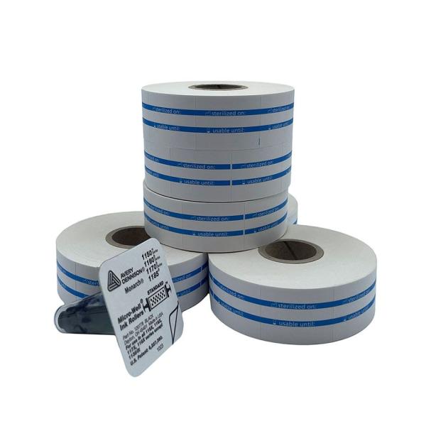 Ersatzrollen für MELAdoc - 6 Rollen á 750 Etiketten, englischer Aufdruck, inkl. Farbwalze