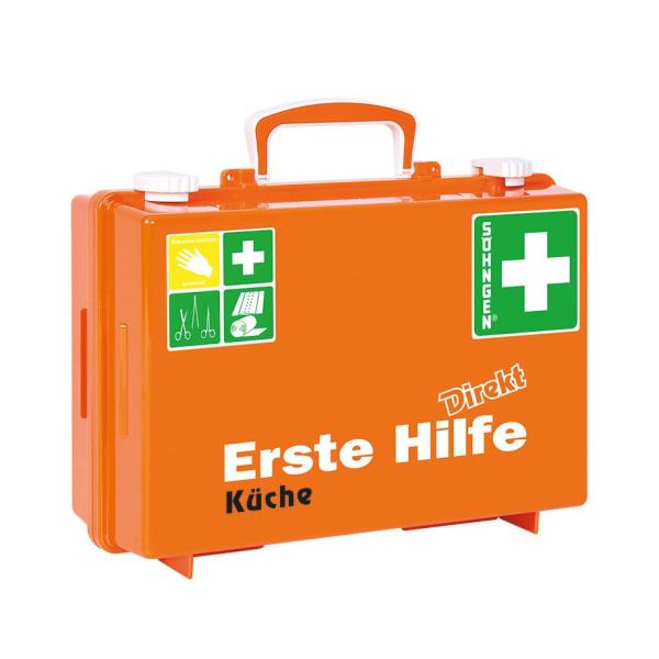 Erste Hilfe Koffer Direkt "Küche" - Mit Norm-Inhalt nach DIN 13157, inkl. Wandhalterung 