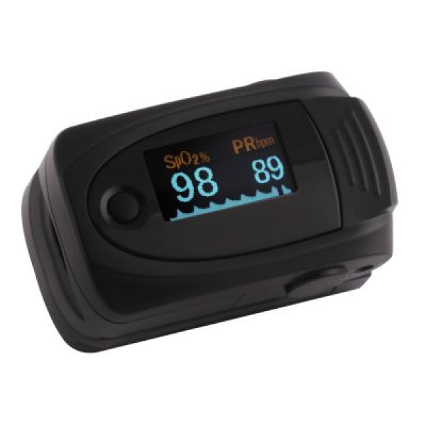 Finger-Pulsoximeter MX220 Schwarz - Anzeige von Sauerstoffsättigung und Pulsrate 