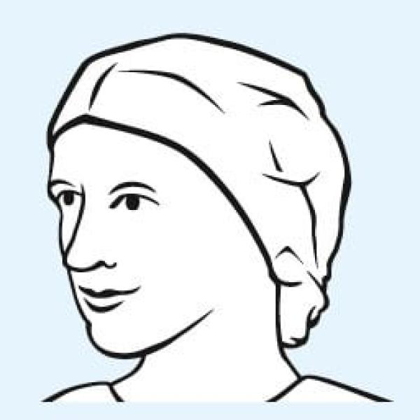 Preview: Foliodress Cap Comfort Form - OP-Hauben mit ausgeformter Nackenpartie und Gummizug