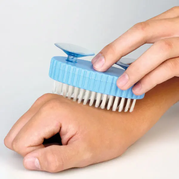 Preview: Handwaschbürste mit Saugnäpfen zur Fixierung am Waschbeckenrand oder im Waschbecken