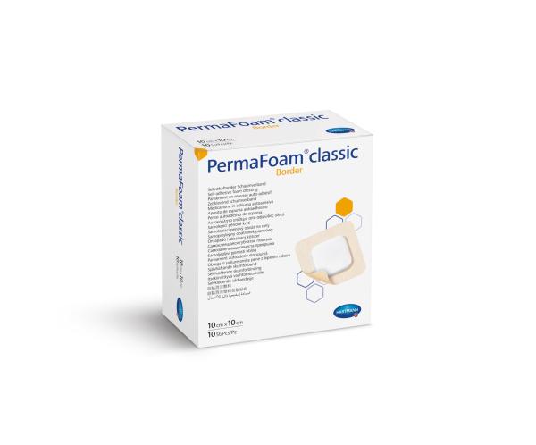 Hartmann PermaFoam Classic Border - hydrophiler Polymer-Schaumstoffverband - mit Kleberand (SSB-fähig)