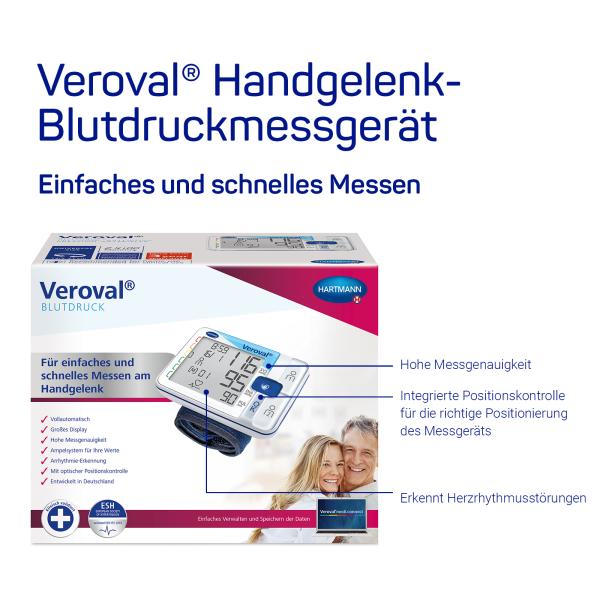 Preview: Hartmann Veroval Handgelenk-Blutdruckmessgerät - Mit großen Display