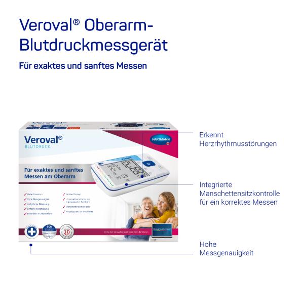 Preview: Hartmann Veroval Oberarm-Blutdruckmessgerät mit Arrhythmie-Erkennung