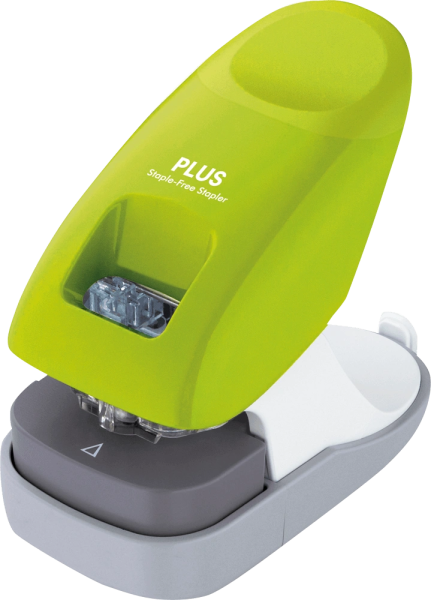 Heftgerät Plus Japan - klammerlos, Heftleistung bis 10 Blatt, Kunststoff grün