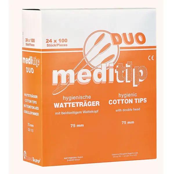 Hygienische DUO Watteträger mit beidseitigem Wattekopf - keimreduziert (SSB-fähig)
