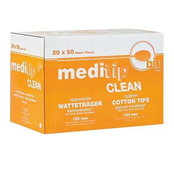 Hygienische Watteträger Big, keimreduziert - Ideal zum Tupfen, Säubern und Jodieren (SSB-fähig)