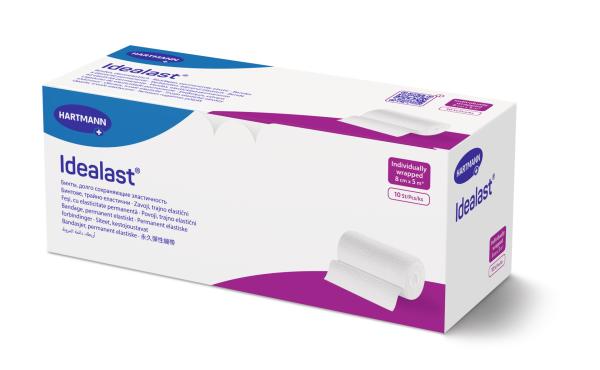 Idealast Binde 8 cm x 5 m - Dauerelastisch, Waschbar, 85% Dehnbarkeit, Baumwoll - Mix
