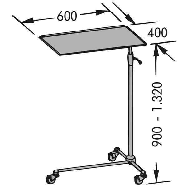 Preview: Instrumenten-Zureichungstisch - Hydraulisch oder manuell höhenverstellbar