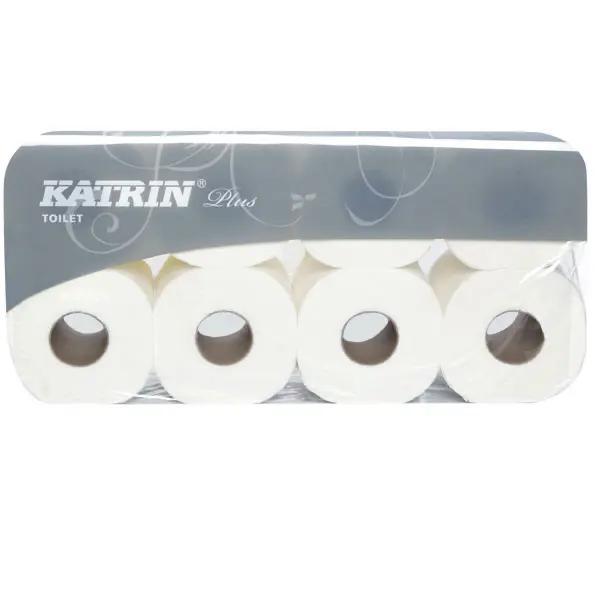 Katrin Plus Toilettenpapier - 3-lagiges Tissue, weiß, 6 x 8 Rollen