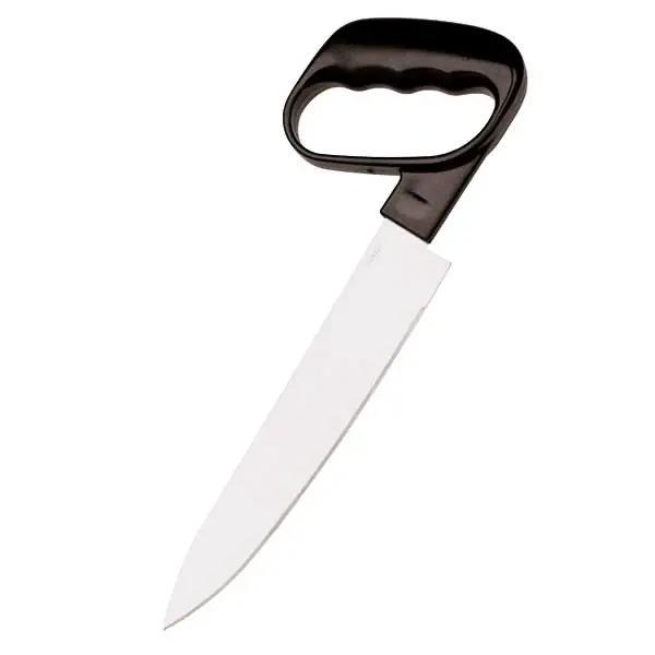 Preview: Küchenmesser mit breiter Klinge und abgewinkeltem, vorgeformtem Handgriff 