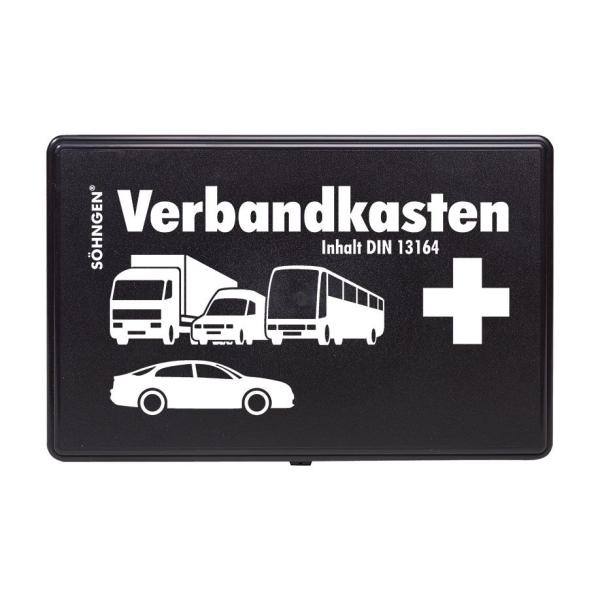 KFZ-Verbandskasten DIN 13164 - Schwarz, Mit Füllung 