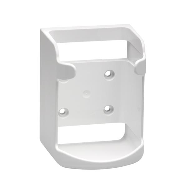 Kunststoff-Wandhalterung für 500 ml Vierkantflaschen - zur Schraubbefestigung, weiß