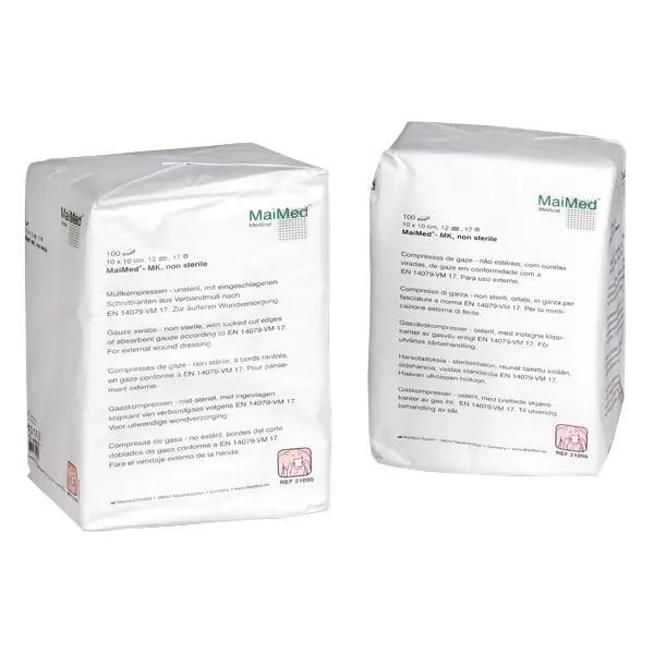 Preview: Maimed - Mullkompressen, unsteril, 100% Baumwolle, verschiedene Lagen und Größen (SSB-fähig)