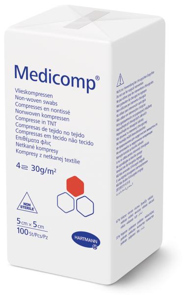 Medicomp unsteril - saugfähige Vlieskompressen frei von Bindemitteln 67-70% Viskoseanteil  (SSB-fähig)