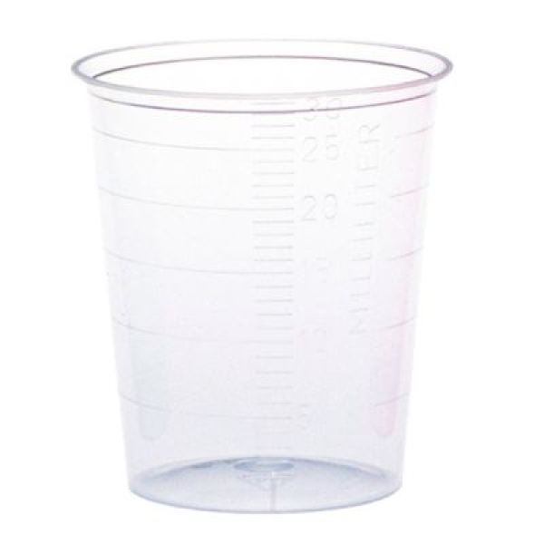Medikamentenbecher 30 ml - natur (transparent), aus Polypropylen, Graduiert